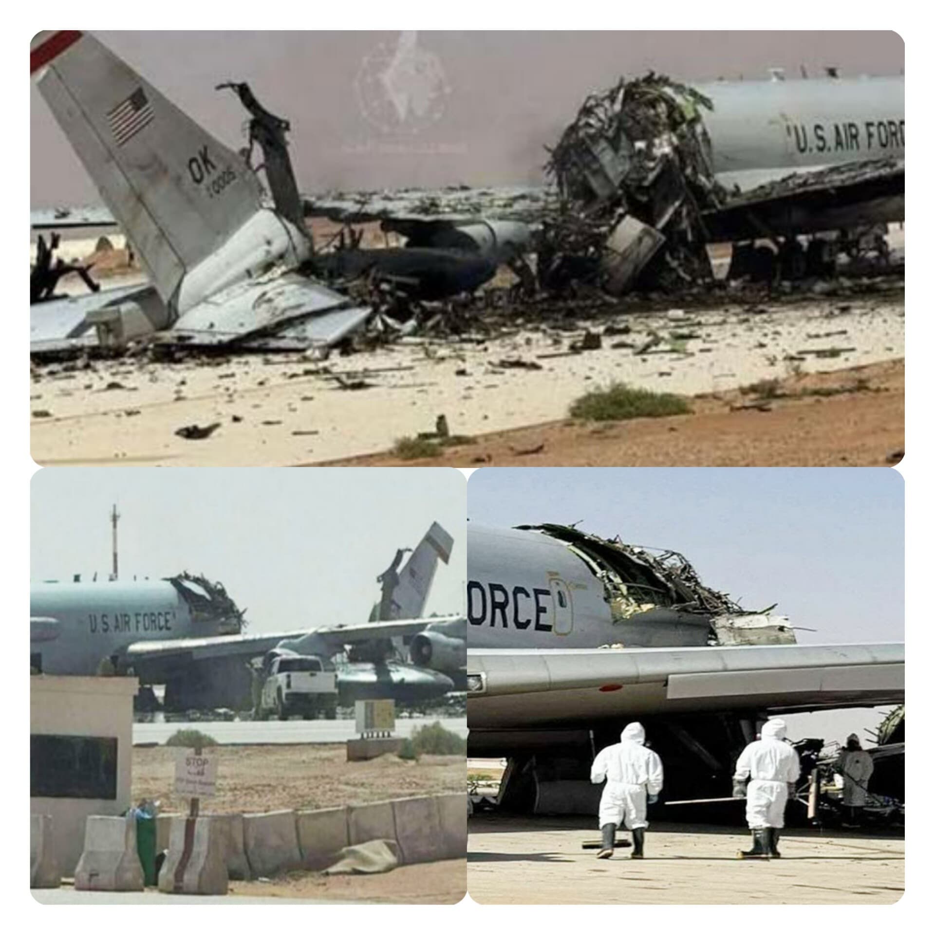 الجيش الايراني يعرض صورا لتدميره طائرة استطلاع وتجسس متطورة نوع "E-3" بأحد القواعد بالخليج .. صور